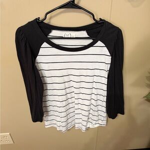 Maurices Black and White Striped Long Sleeve Top